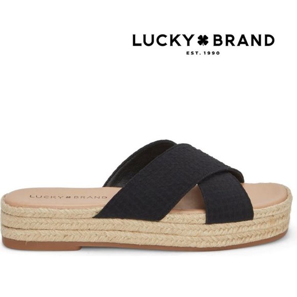 New Lucky Brand Gayte Slide Sandal, Size  7.5 and 8 in Black Textile - Picture 3 of 9